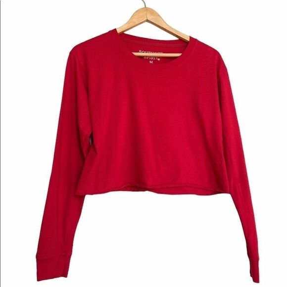 Urban Outfitters Long Sleeve Red Crop Top - Picture 1 of 3